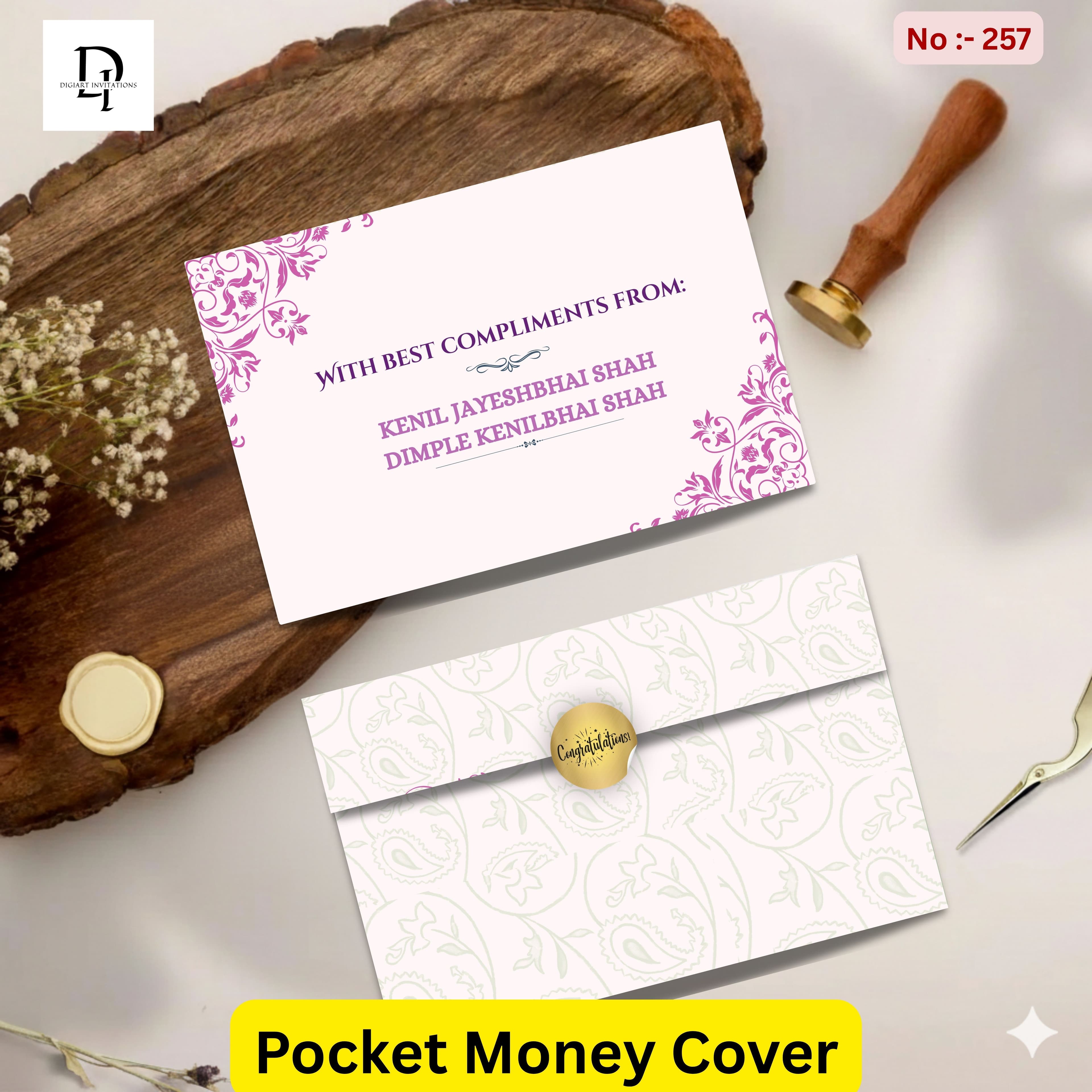 Elegant Pink Damask & Paisley Pocket Shagun Cover