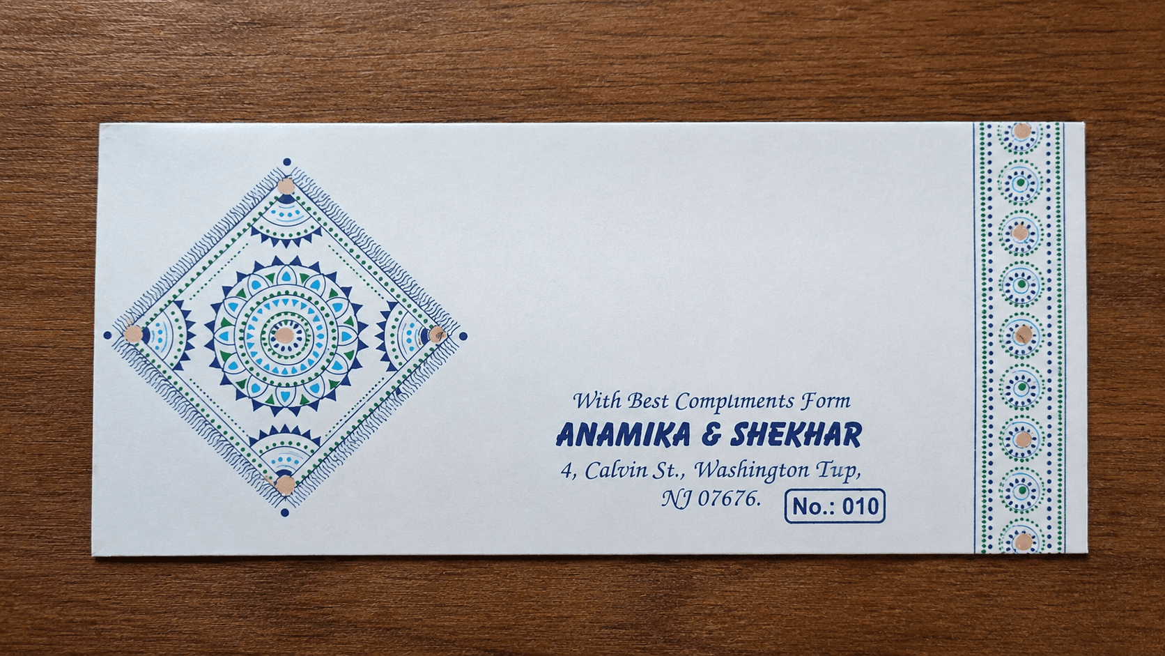 Elegant Blue Mandala Wedding Envelope