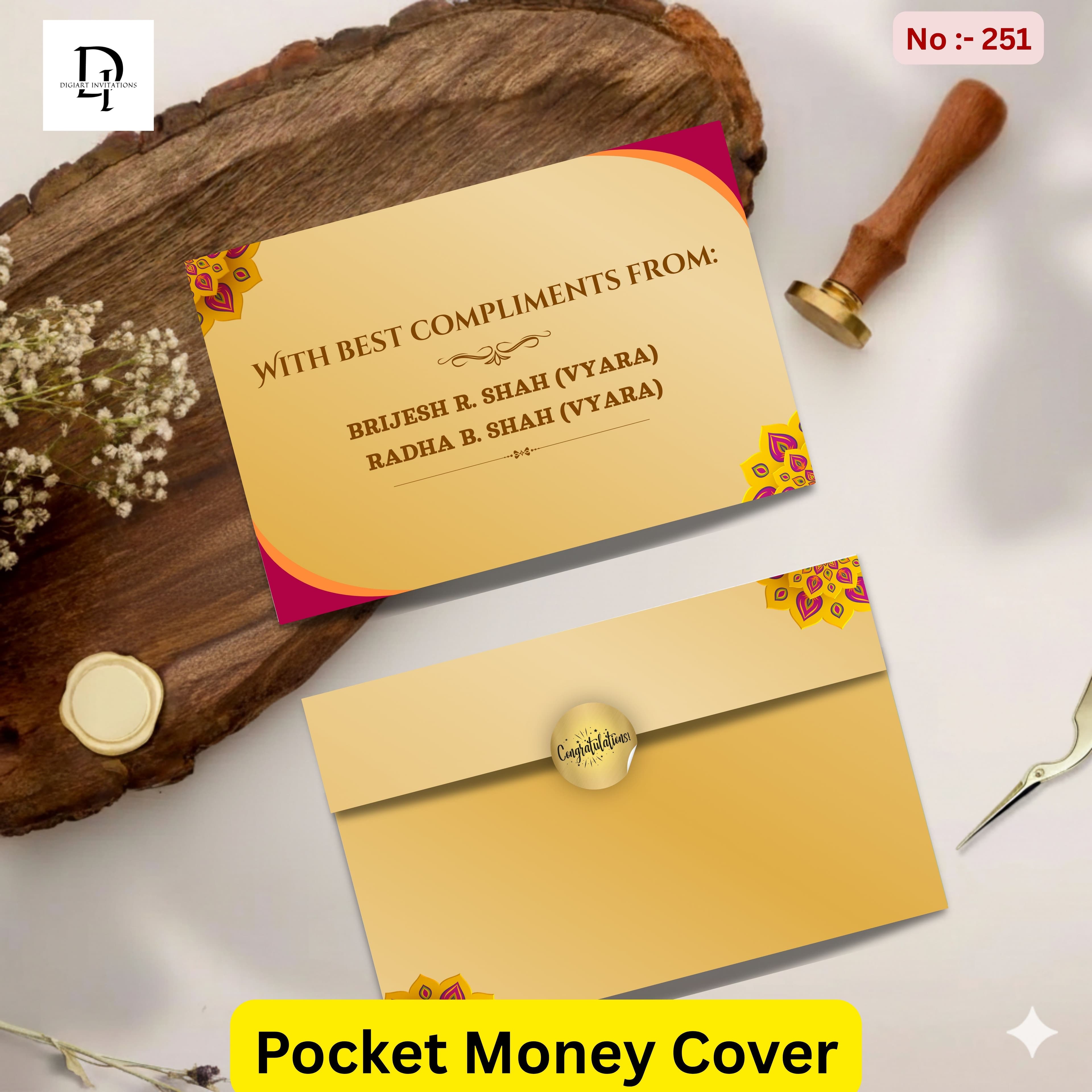 Royal Golden & Magenta Mandala Pocket Shagun Cover