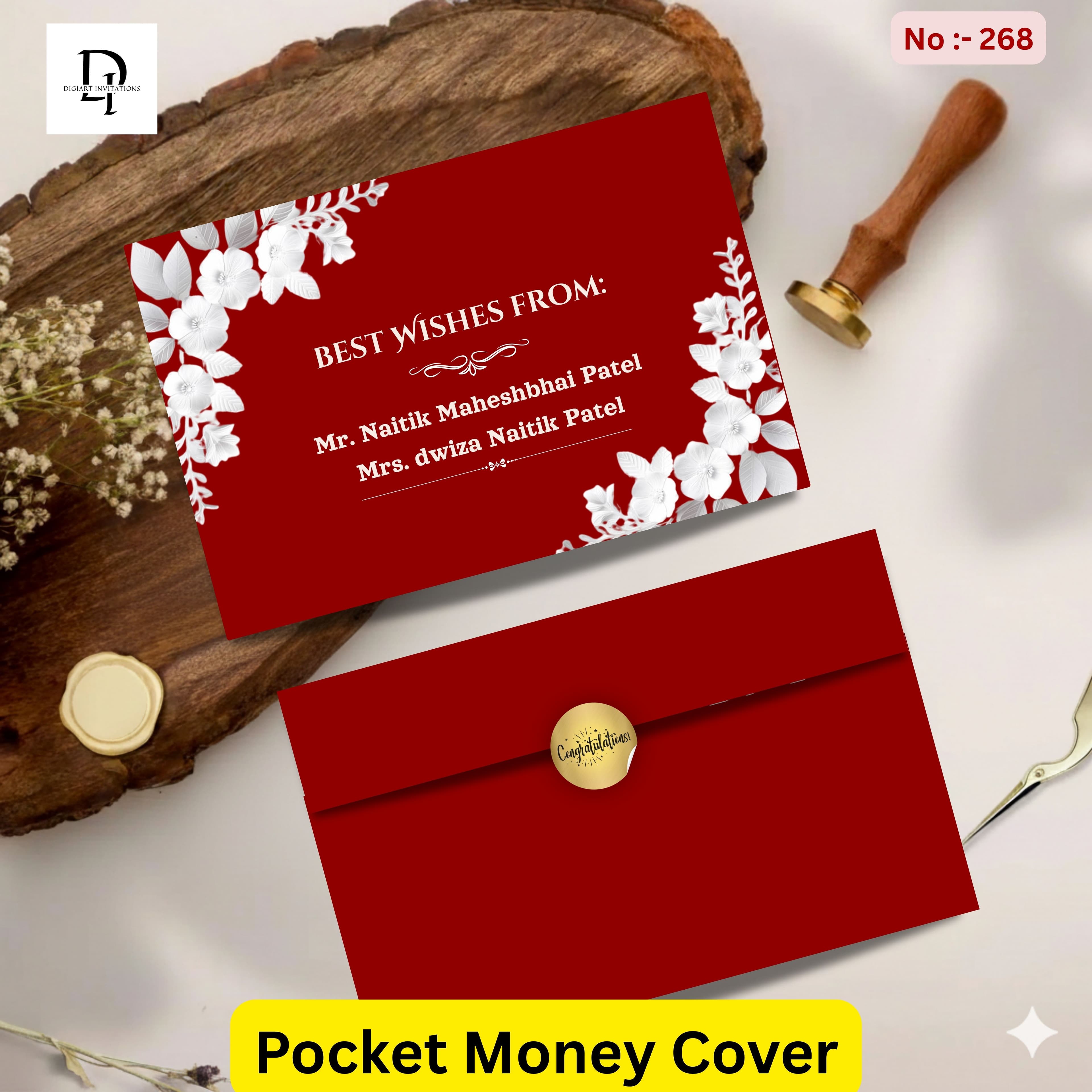 Rich Maroon & White Floral Pocket Shagun Cover