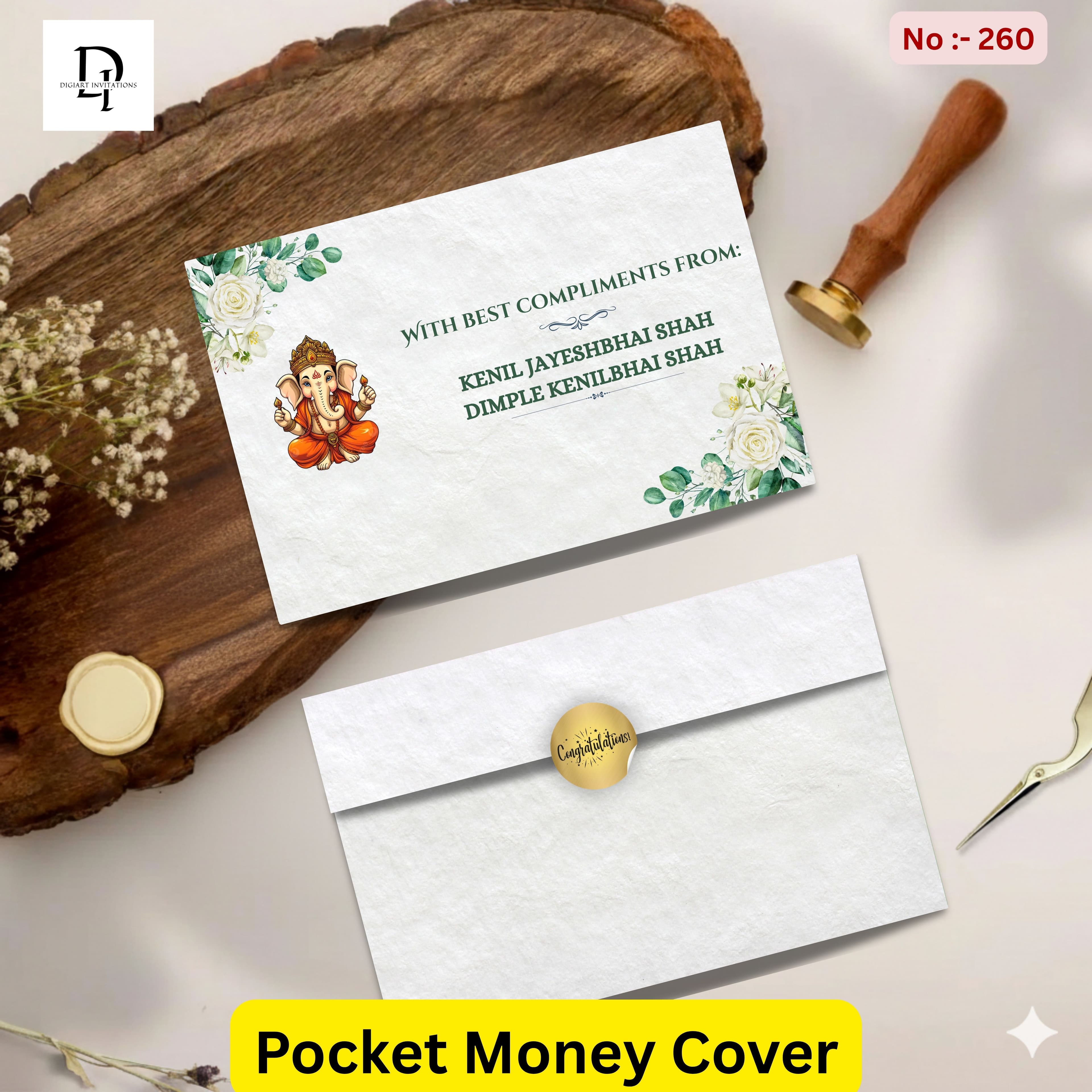 Ganesha Peonies Shagun Cover