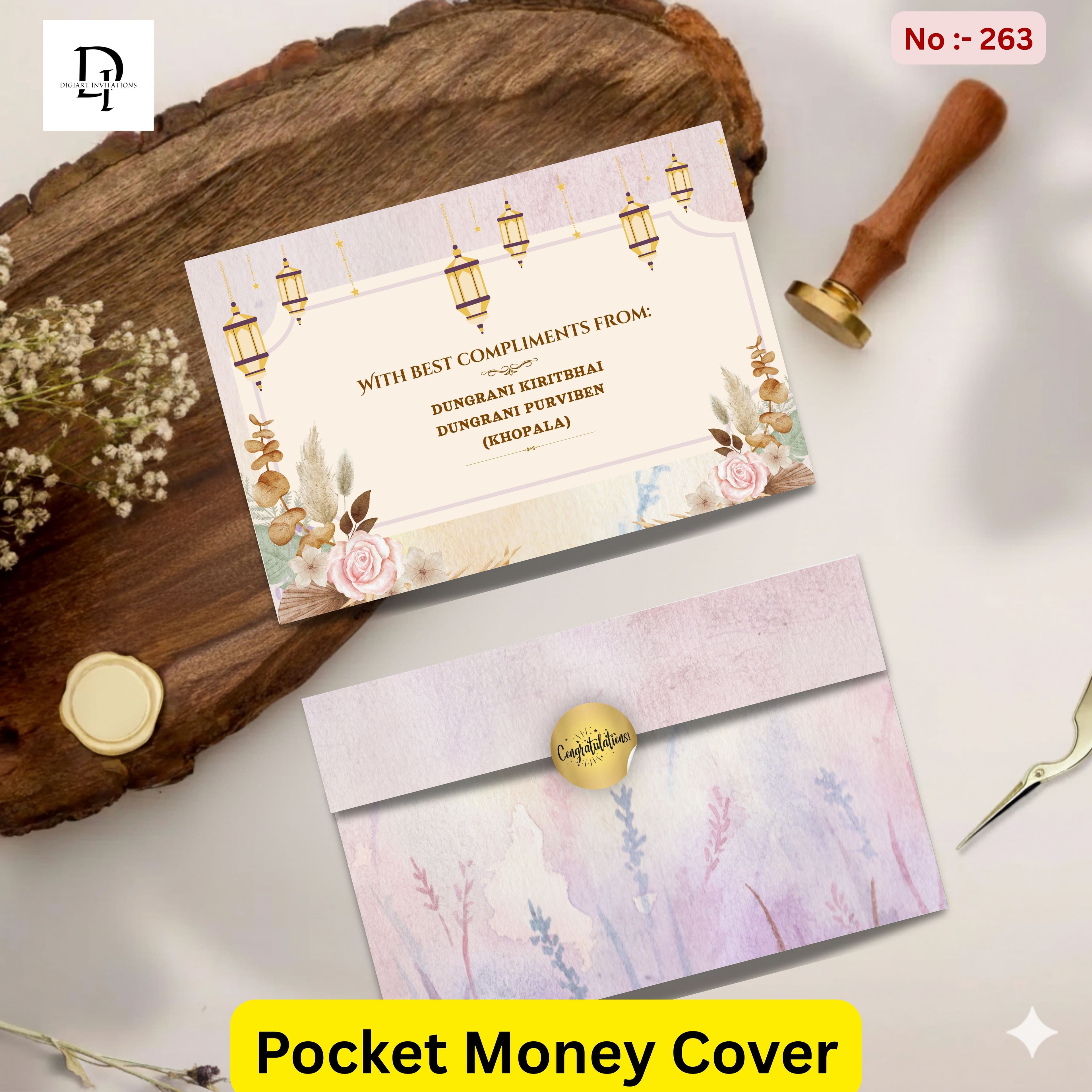 Bohemian Lanterns & Floral Boho Pocket Shagun Cover