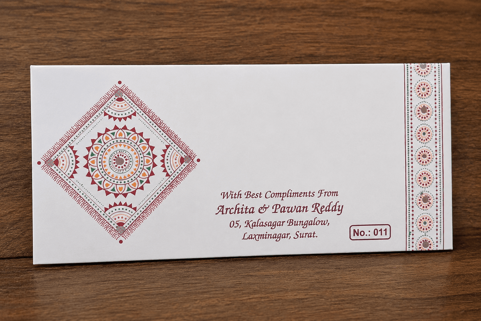 Elegant Multicolor Mandala Wedding Envelope